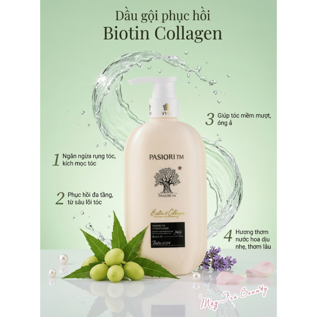 Cặp Dầu Gội Xả Biotin Collagen Giúp giảm rụng tóc, ngăn gàu, kiềm dầu, phục hồi hư tổn 500ml/1000ml