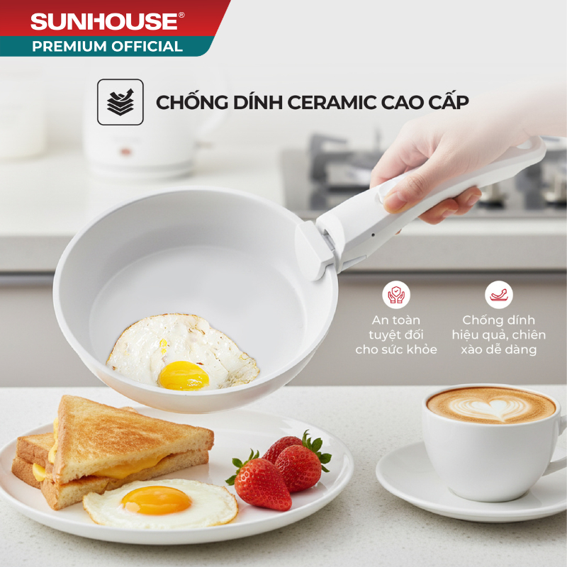 Bộ nồi chảo cán rời chống dính 3 món Sunhouse Trendy SHG509M
