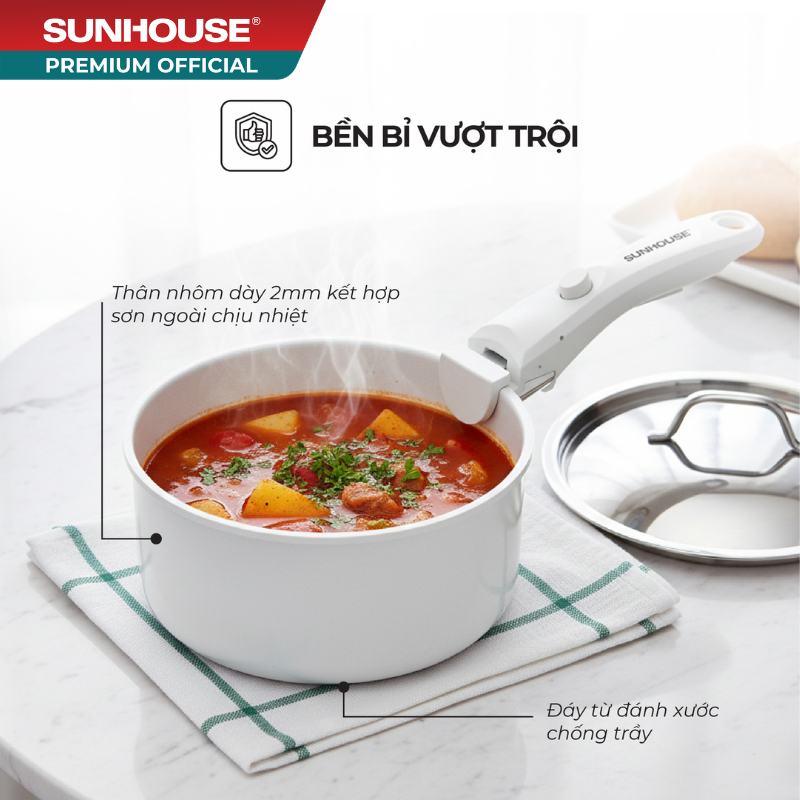 Bộ nồi chảo cán rời chống dính 3 món Sunhouse Trendy SHG509M