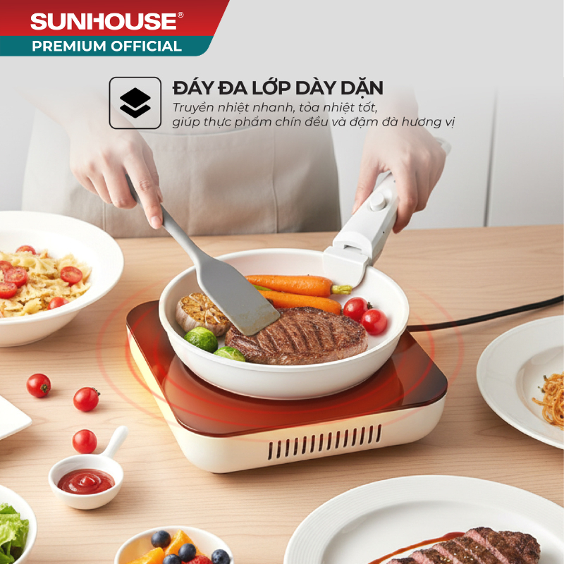 Bộ nồi chảo cán rời chống dính 3 món Sunhouse Trendy SHG509M