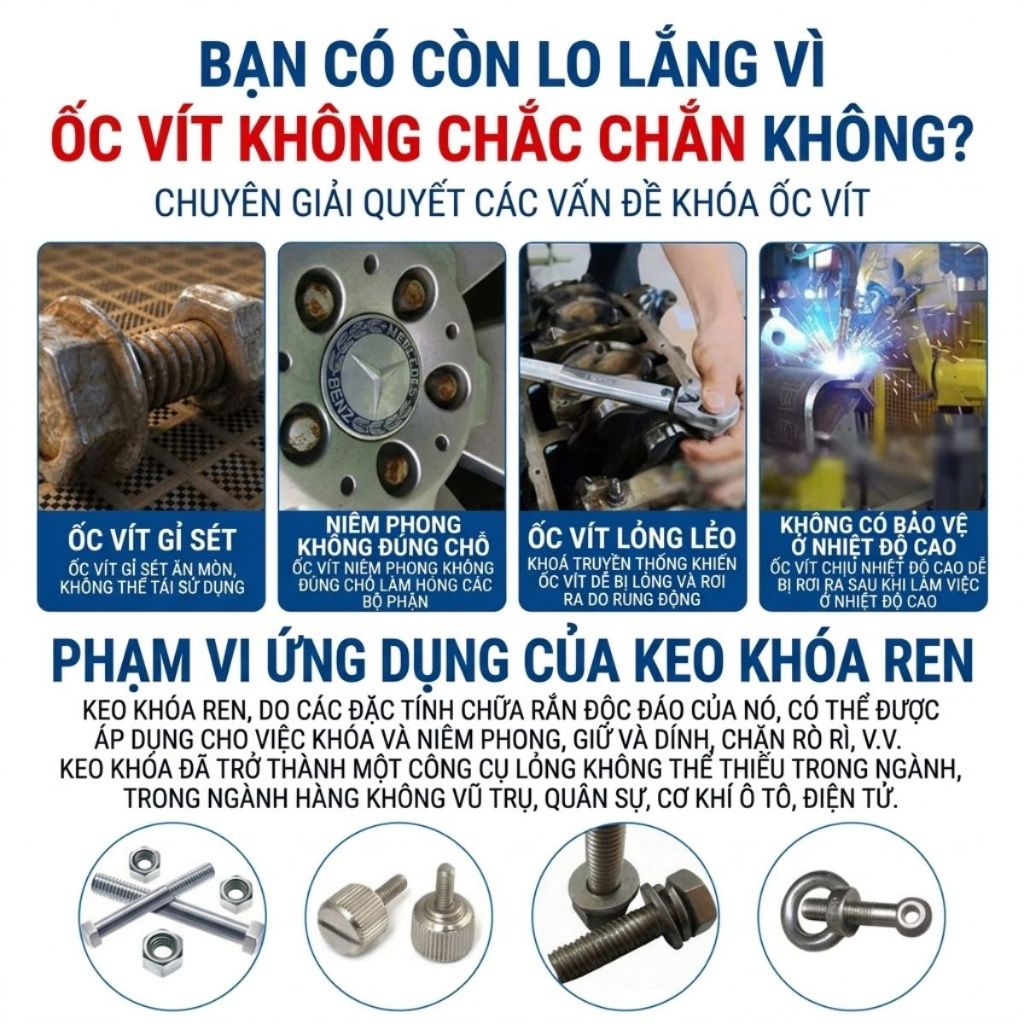 Keo Khóa Ren Gunasen G222 5042 5050 5071 5077 50ml Chống Rung Chống Lỏng Ren Chịu Nhiệt Cao