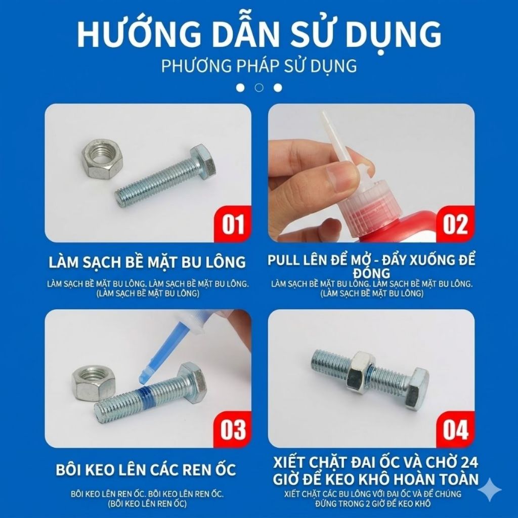 Keo Khóa Ren Gunasen G222 5042 5050 5071 5077 50ml Chống Rung Chống Lỏng Ren Chịu Nhiệt Cao