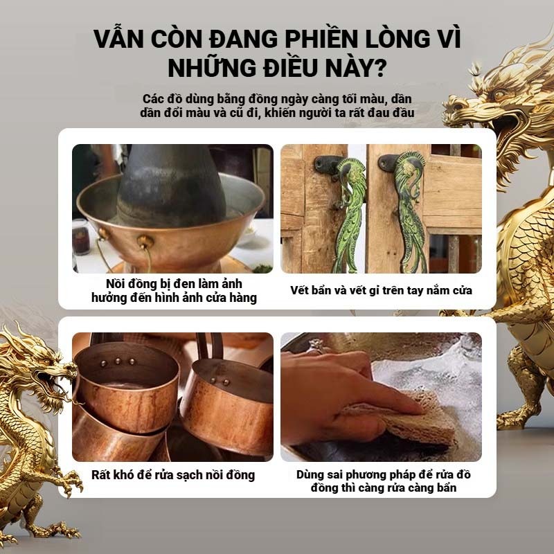 Tẩy rỉ sét đánh bóng kim loại - Làm sạch đồng, inox - Chống oxy hóa, phục hồi độ sáng - Hiệu quả nhanh - Cubi