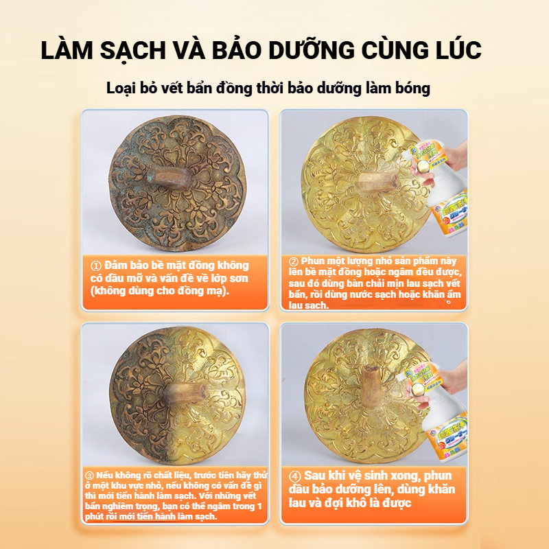 Tẩy rỉ sét đánh bóng kim loại - Làm sạch đồng, inox - Chống oxy hóa, phục hồi độ sáng - Hiệu quả nhanh - Cubi