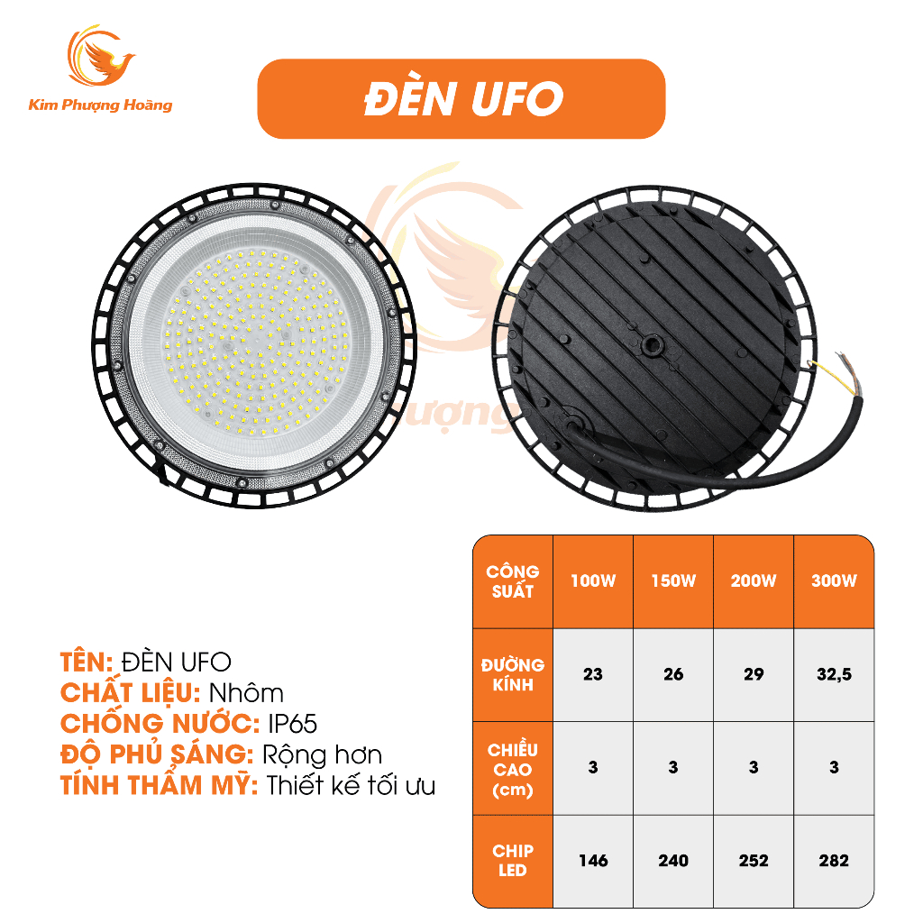 Đèn Led Nhà Xưởng Đèn UFO 100W 150W 200W 300W Hợp Kim Nhôm Tĩnh Điện Chống Nước Tiết Kiệm Điện