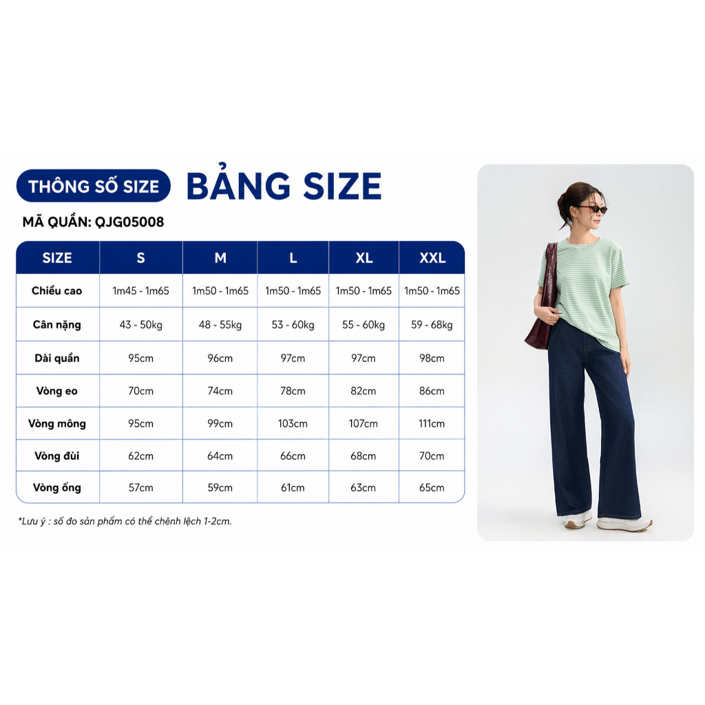 Quần Jeans Nữ GUMAC Form Ống Rộng Thiết Kế Basic Dễ Phối Đồ Hằng Ngày QJG05008