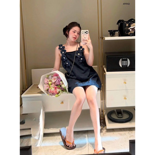 [V1.1282] Váy Denim Dây Hoa Dáng Suông Kèm Quần Siêu Xinh