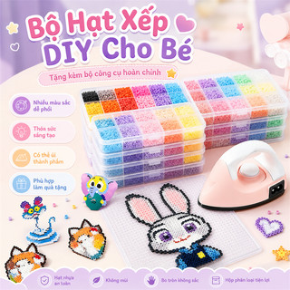Combo Hạt Xếp 2.6mm Cho Bé, Bộ DIY Nhiều Màu Kèm Khay Và Bàn Ủi Chuyên Dụng