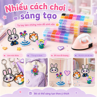 Combo Hạt Xếp 2.6mm Cho Bé, Bộ DIY Nhiều Màu Kèm Khay Và Bàn Ủi Chuyên Dụng