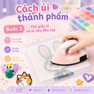 Combo Hạt Xếp 2.6mm Cho Bé, Bộ DIY Nhiều Màu Kèm Khay Và Bàn Ủi Chuyên Dụng