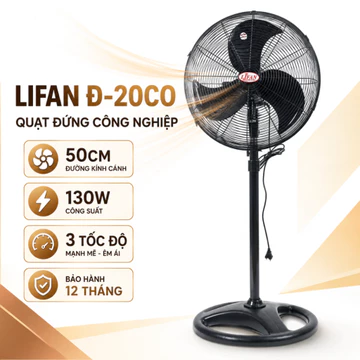 Quạt đứng công nghiệp LIFAN Đ-20CO 50cm 130W màu đen – Quạt cây công nghiệp gió mạnh, BH 12 tháng