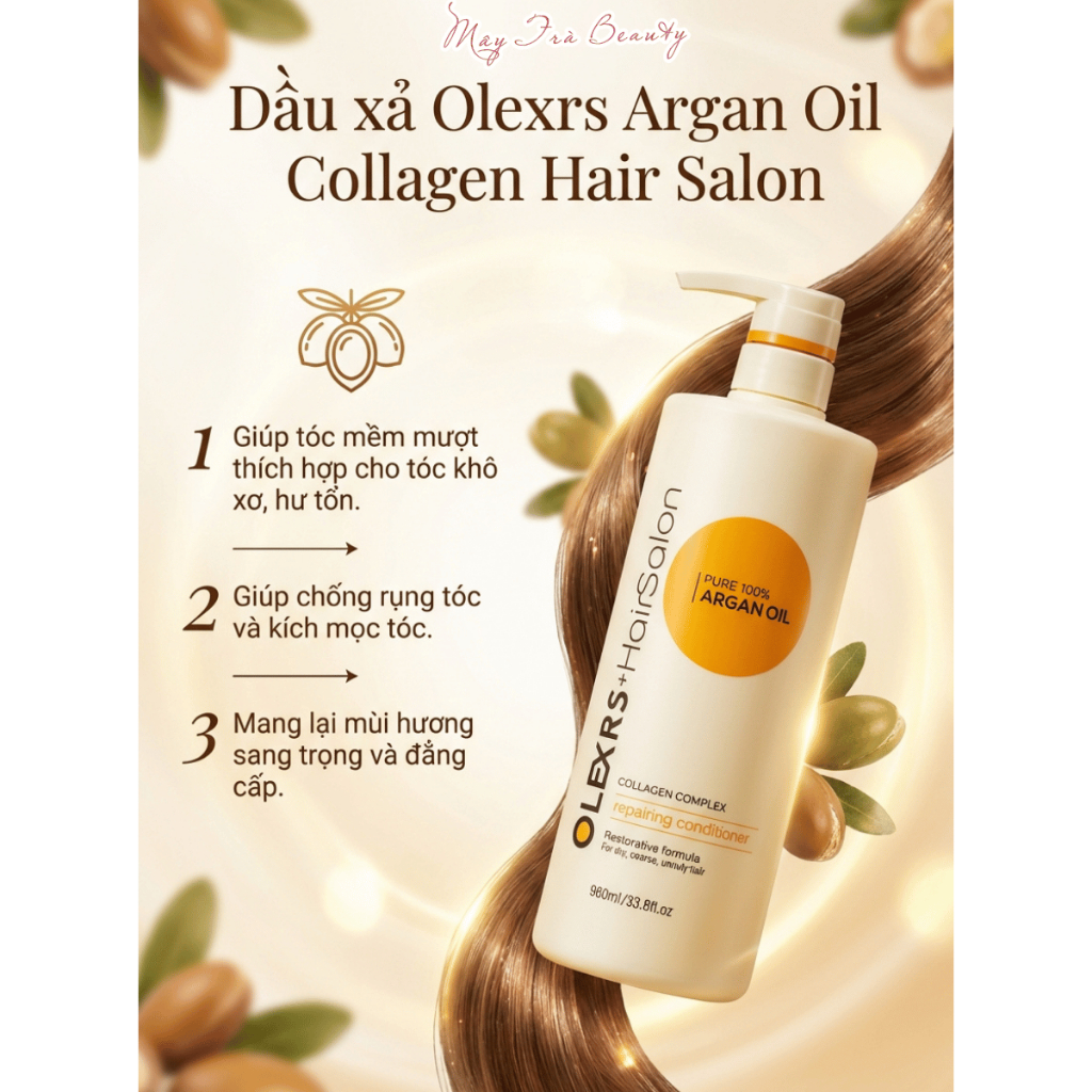Dầu Gội Xả Olexrs Hair Salon Giảm rụng tóc, ngăn gàu, kiềm dầu, phục hồi hư tổn 500ml/960ml