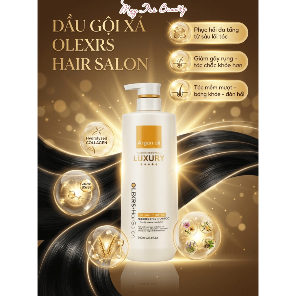 Dầu Gội Xả Olexrs Hair Salon Giảm rụng tóc, ngăn gàu, kiềm dầu, phục hồi hư tổn 500ml/960ml