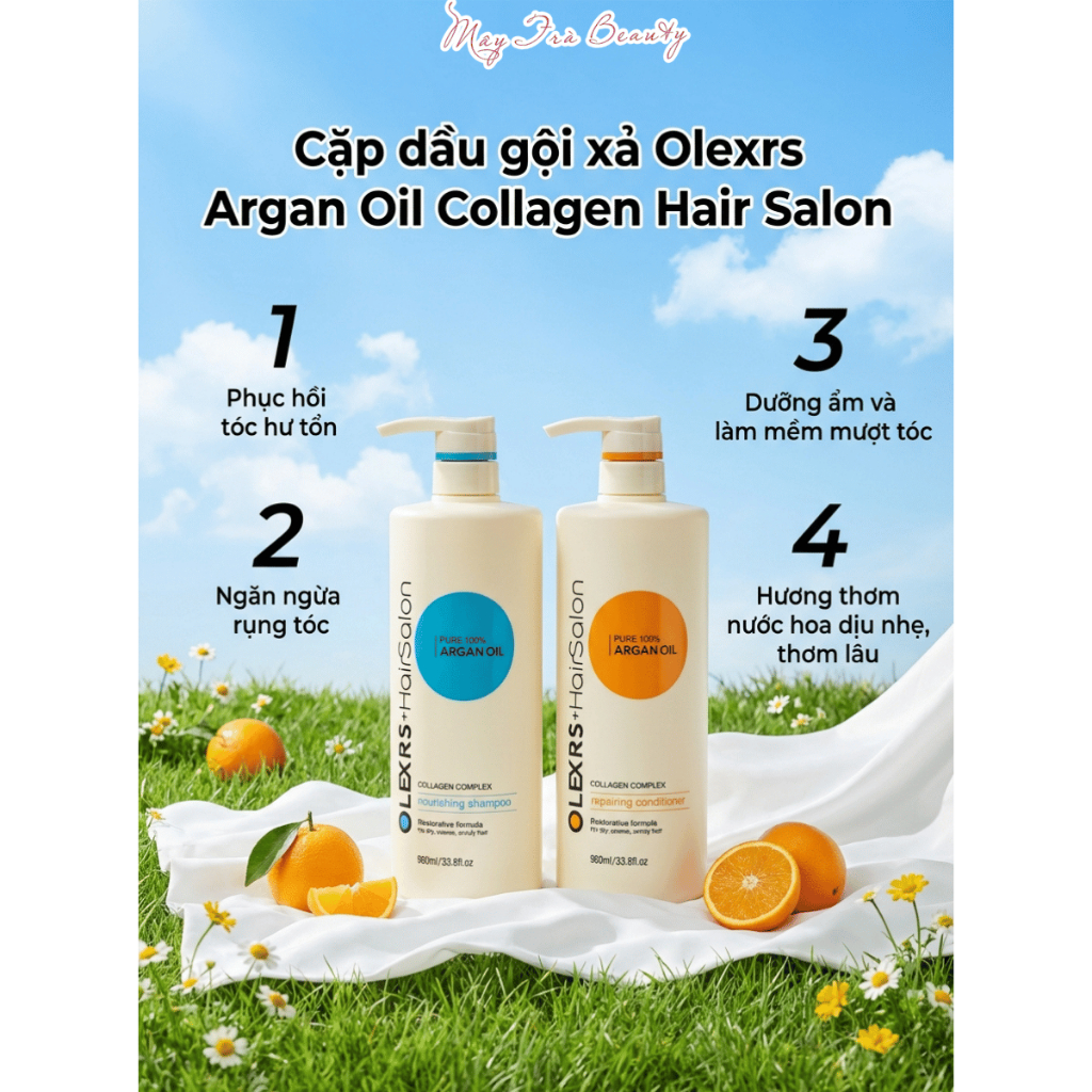 Dầu Gội Xả Olexrs Hair Salon Giảm rụng tóc, ngăn gàu, kiềm dầu, phục hồi hư tổn 500ml/960ml