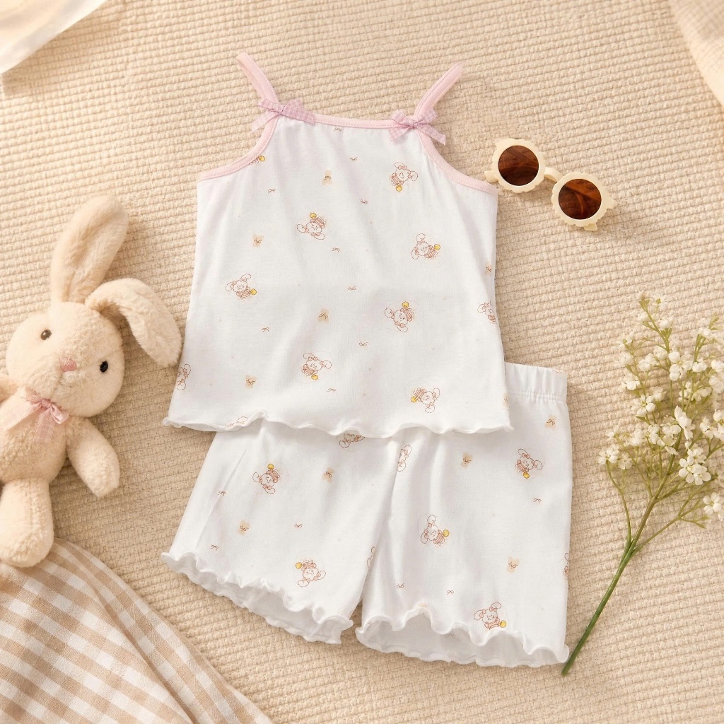 Bộ 2 Dây Thun Lạnh Bé Gái Tệu Kids - Set Đồ Mềm Mát Co Giãn Thoải Mái Mùa Hè Cho Bé 13 - 24kg