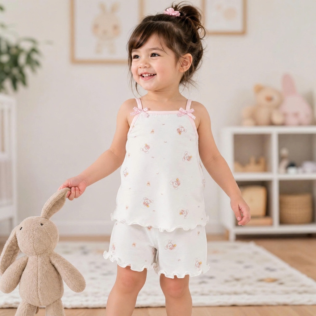 Bộ 2 Dây Thun Lạnh Bé Gái Tệu Kids - Set Đồ Mềm Mát Co Giãn Thoải Mái Mùa Hè Cho Bé 13 - 24kg