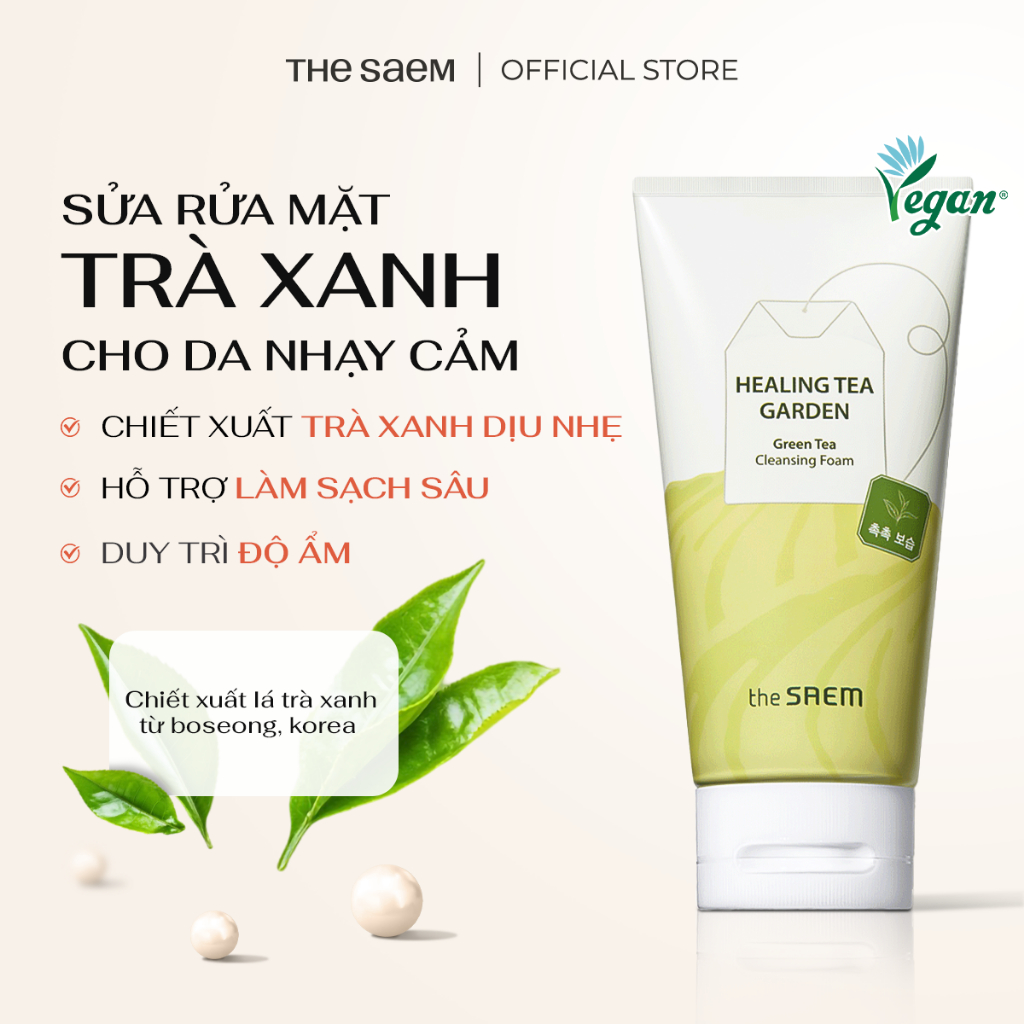 [THE SAEM] Sữa Rửa Mặt Trà Xanh THE SAEM Healing Tea Garden Green Tea Cleansing Foam (150ml)