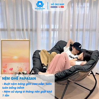 [FURNI HOME] Ghế lười thư giãn Papasan bập bênh vuông Giả mây khung thép đọc sách decor ban công, trang trí phòng khách