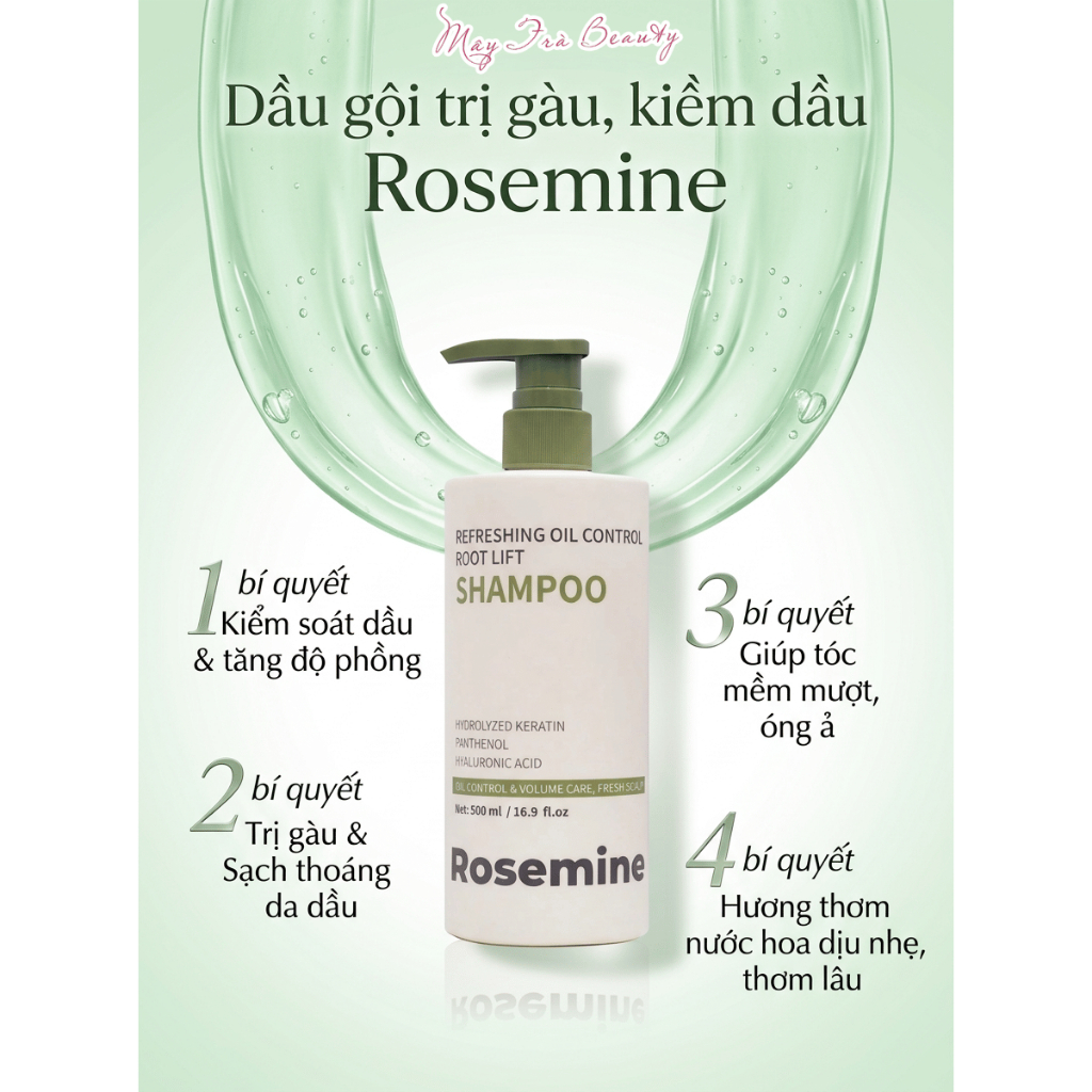 Cặp Dầu Gội Xả Rosemine Giảm rụng tóc, Ngăn gàu, Kiềm dầu, Phục hồi hư tổn 500ml/1000ml