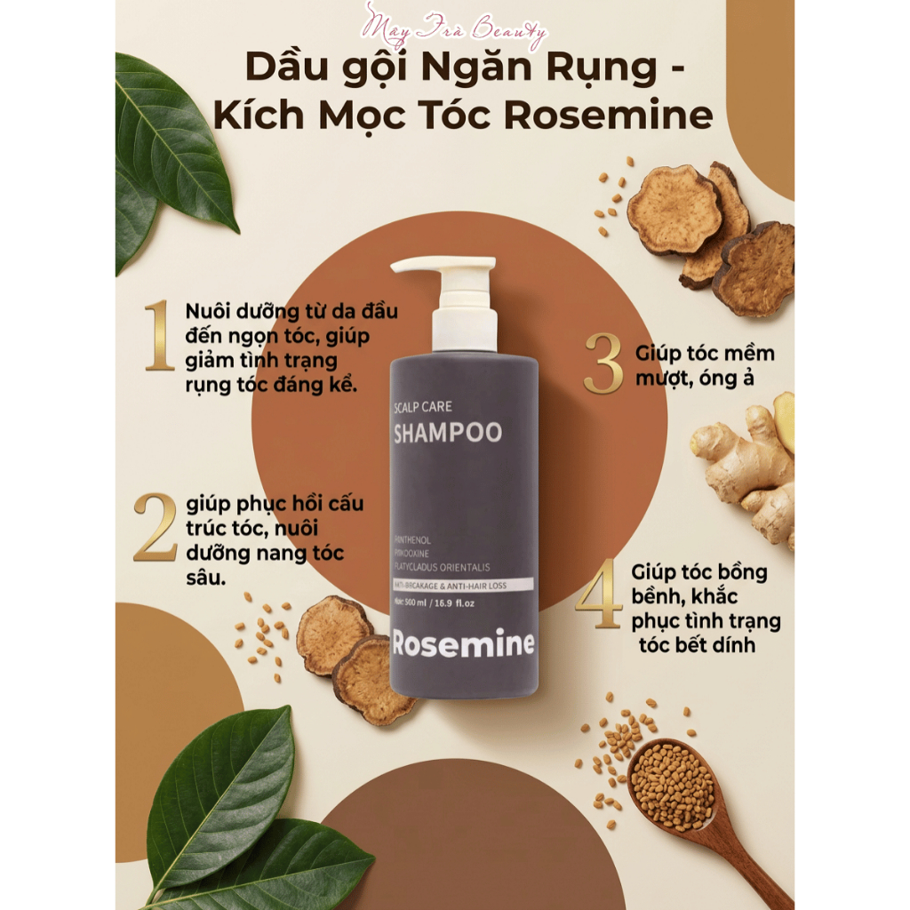 Cặp Dầu Gội Xả Rosemine Giảm rụng tóc, Ngăn gàu, Kiềm dầu, Phục hồi hư tổn 500ml/1000ml
