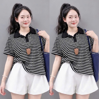 Set Đồ Bộ Bigsize Nữ Áo Thun Tay Ngắn Cổ Bẻ Phối Quần Short Năng Động Mặc Mát A351+Q500