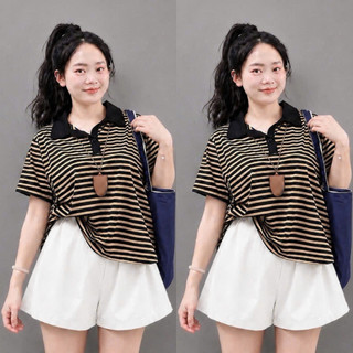 Set Đồ Bộ Bigsize Nữ Áo Thun Tay Ngắn Cổ Bẻ Phối Quần Short Năng Động Mặc Mát A351+Q500