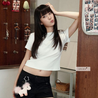 𝐒𝐭𝐚𝐫𝐬𝐡𝐢𝐧𝐞 𝐓𝐨𝐩 - Áo thun babytee, Áo thun nữ đính đá ngôi sao lấp lánh nhien.official NAT00030