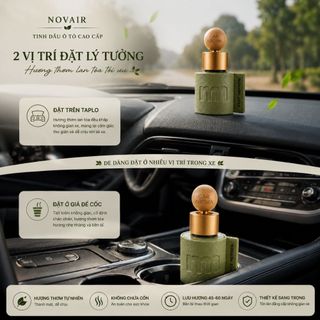 Tinh dầu ô tô cao cấp NOVAIR hương Trà xanh, nước hoa ô tô mùi hương tự nhiên tươi mát dịu nhẹ dung tích 50ml