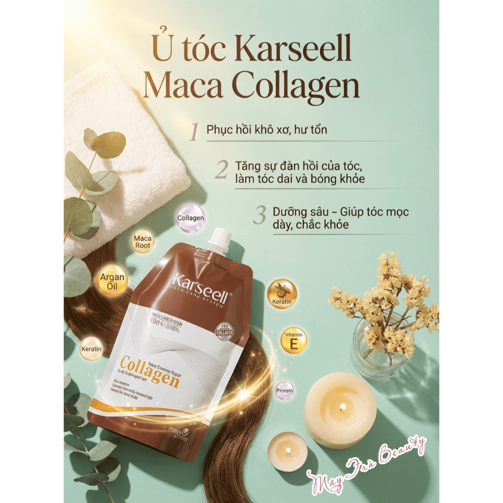 Kem Hấp Tóc, Ủ Tóc Voudioty Collagen Karseell 500ml Phục Hồi Tóc, Giúp Tóc Siêu Mềm Mượt