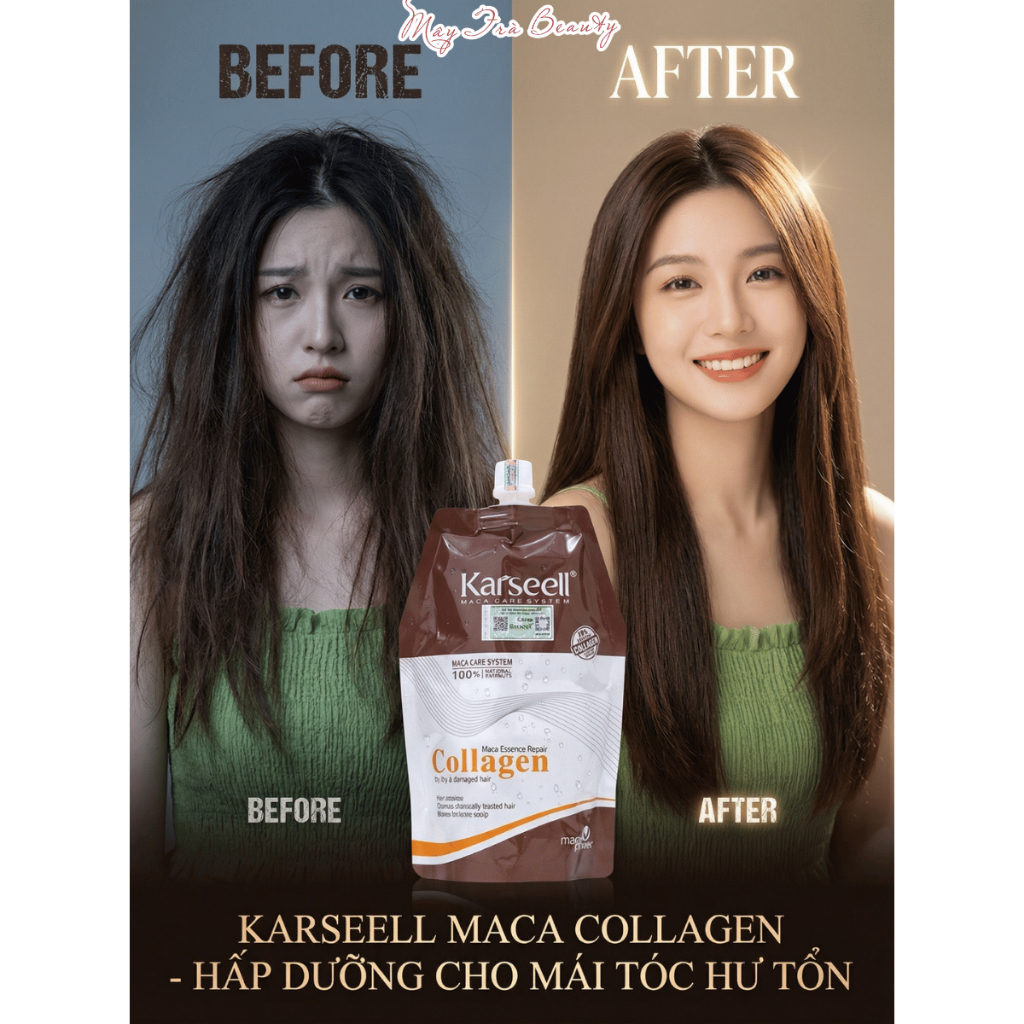 Kem Hấp Tóc, Ủ Tóc Voudioty Collagen Karseell 500ml Phục Hồi Tóc, Giúp Tóc Siêu Mềm Mượt