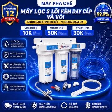 Máy lọc nước công nghệ RO 3 lõi tạo nước ion kiềm kèm bộ dây cấp và vòi nước chất lượng cao