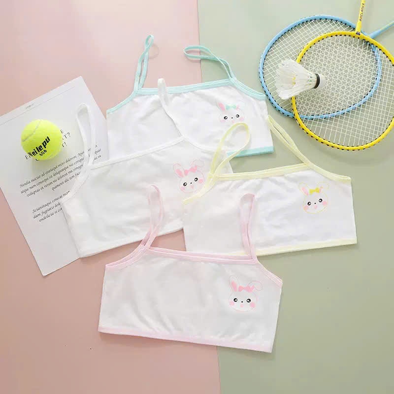 Áo Lá Bé Gái Cotton Mềm Mại Hình Thỏ Dễ Thương, Áo Hai Dây Học Sinh Tiểu Học Thoáng Mát 6-15 Tuổi [A165]Ư