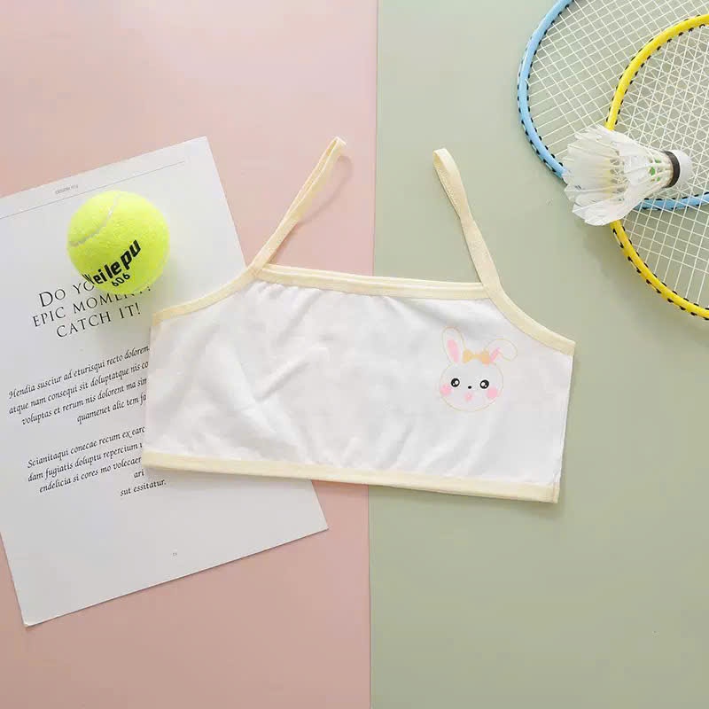 Áo Lá Bé Gái Cotton Mềm Mại Hình Thỏ Dễ Thương, Áo Hai Dây Học Sinh Tiểu Học Thoáng Mát 6-15 Tuổi [A165]Ư