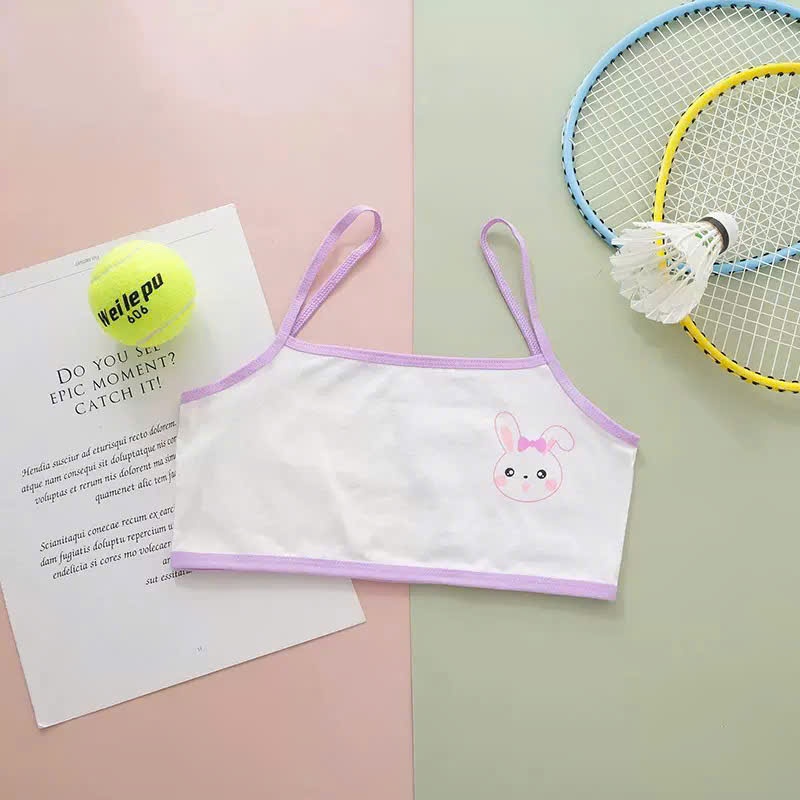 Áo Lá Bé Gái Cotton Mềm Mại Hình Thỏ Dễ Thương, Áo Hai Dây Học Sinh Tiểu Học Thoáng Mát 6-15 Tuổi [A165]Ư