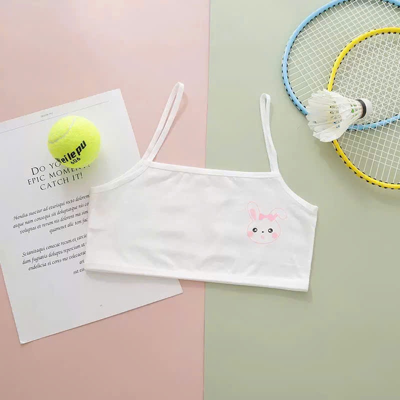 Áo Lá Bé Gái Cotton Mềm Mại Hình Thỏ Dễ Thương, Áo Hai Dây Học Sinh Tiểu Học Thoáng Mát 6-15 Tuổi [A165]Ư