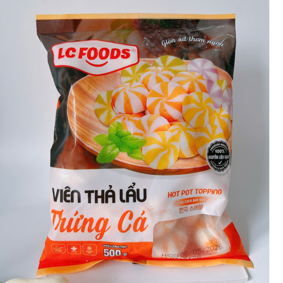 Viên Bánh bao Nhân Trứng Cá ( Lacusia), Gói 500g_ Màu Cam