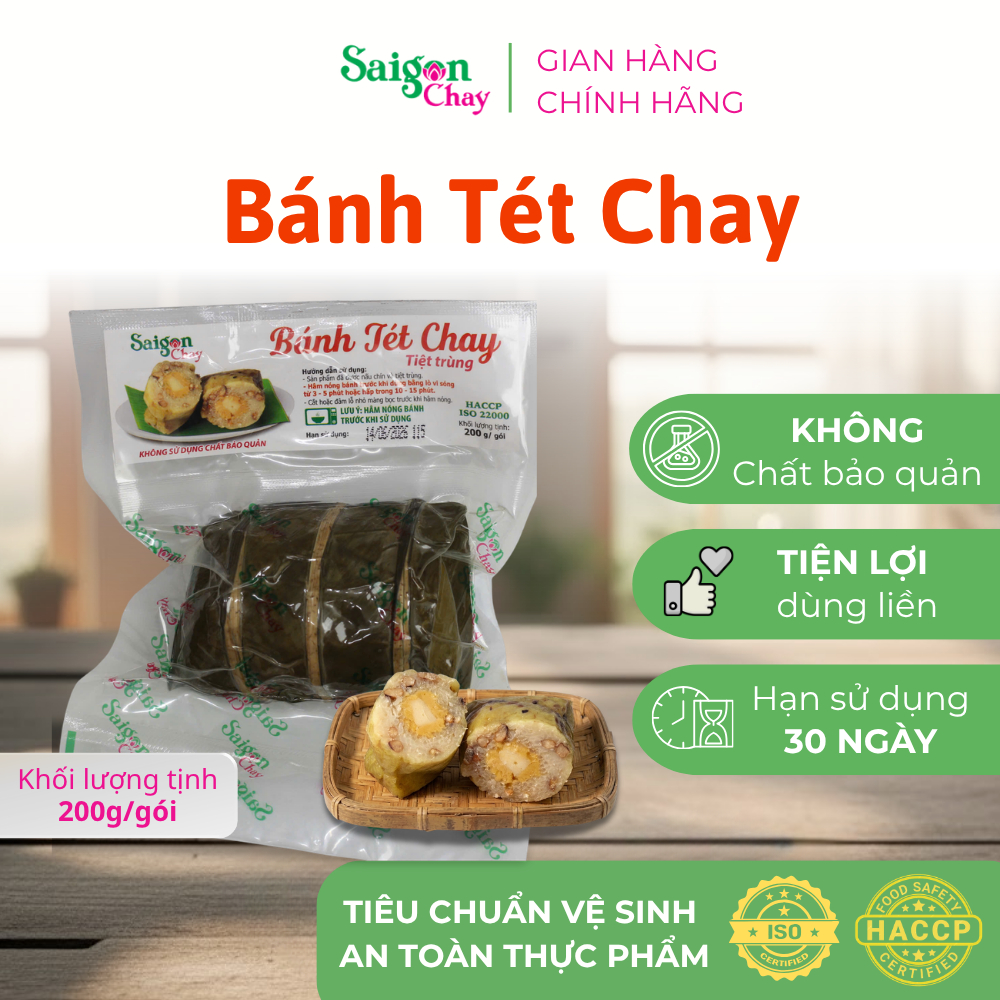 Bánh tét chay nhận đậu từ Sài Gòn Chay tiện lợi dùng ngay 1 gói x 200gram