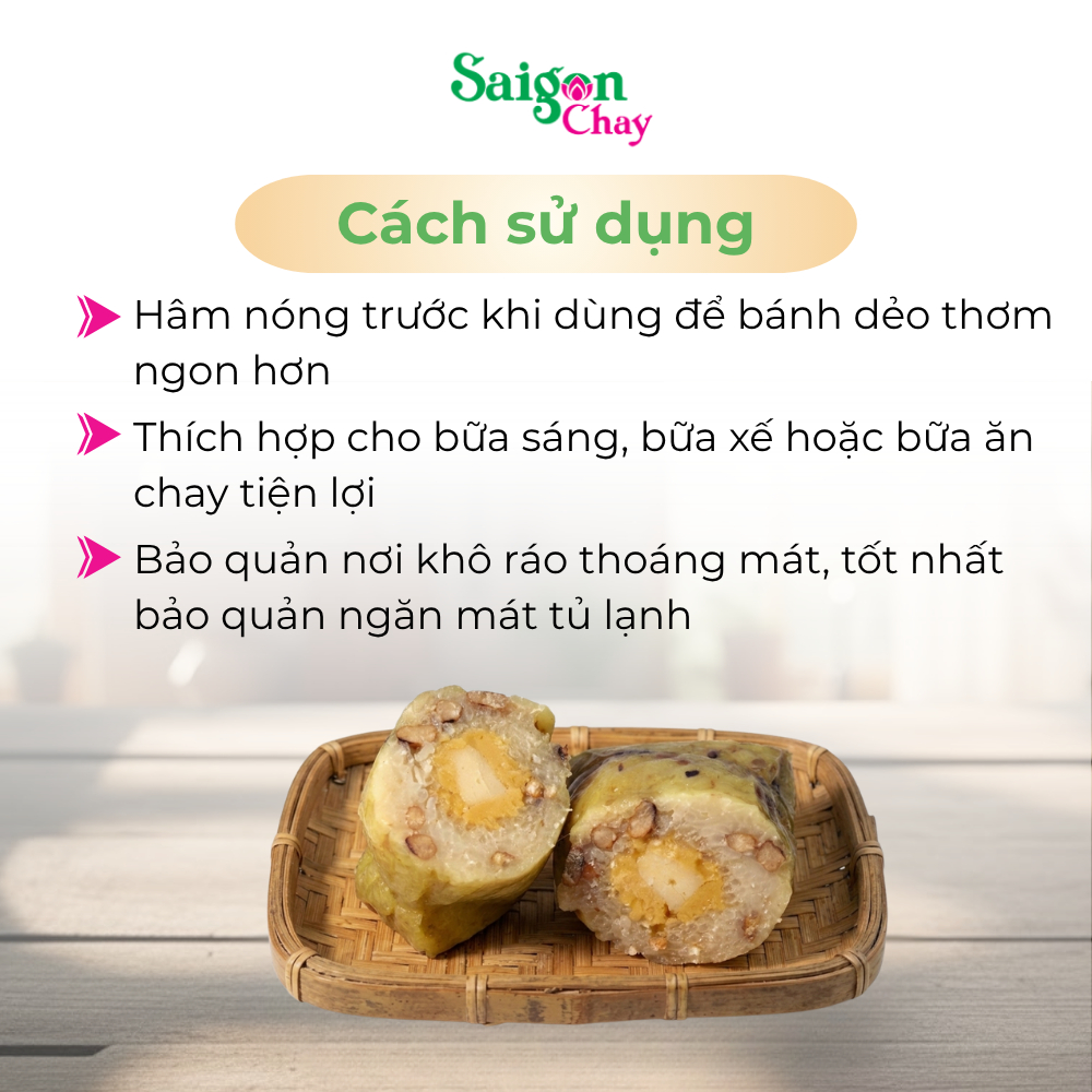 Bánh tét chay nhận đậu từ Sài Gòn Chay tiện lợi dùng ngay 1 gói x 200gram