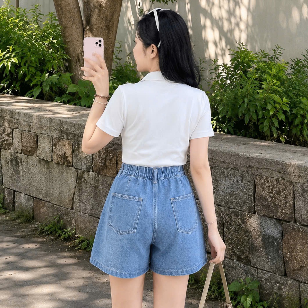 Quần Jean Ngố Bigsize Nữ Lưng Chun Dáng A Rộng Rãi Thoải Mái, Quần Đùi Nữ Ngoại Cỡ 50-95kg-Q555