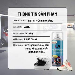Chai Xịt Bọt Tuyết Vệ Sinh Mũ Nón Bảo Hiểm 450ml - Khử Mùi Hôi/Mầm Bệnh, Làm Sạch Nhanh Chóng