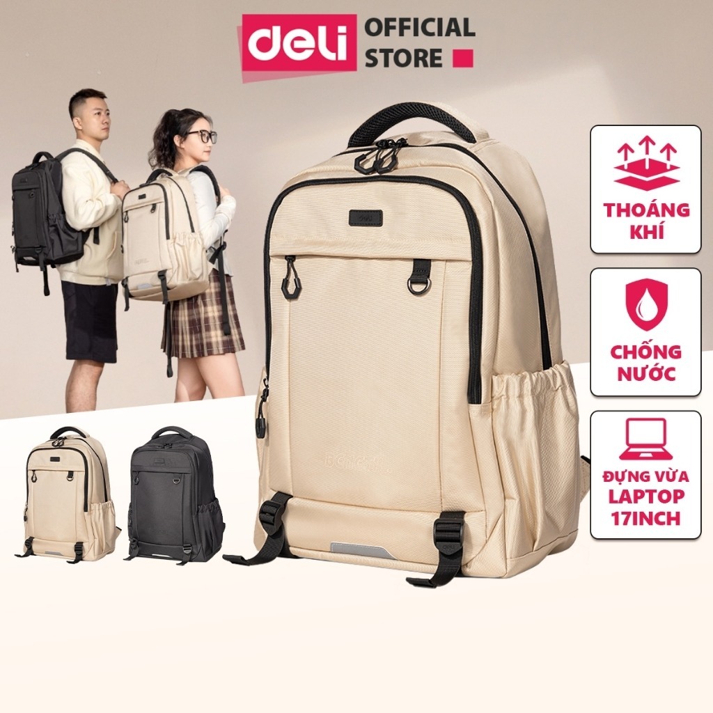 Balo Học Sinh Deli Nam Nữ – Chống Nước, Đựng Laptop 17 Inch, Thiết Kế Thoáng Khí, Ngăn Rộng BB184