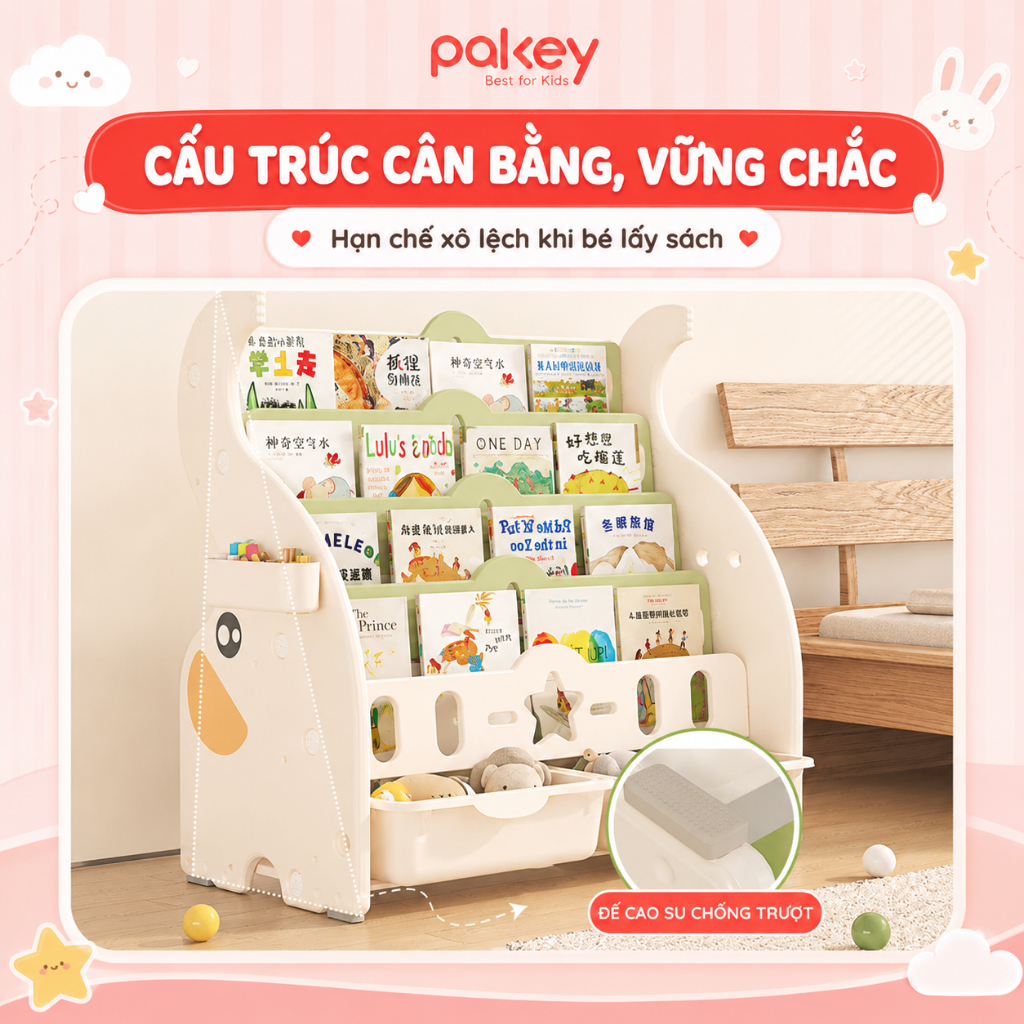 [HỎA TỐC] Kệ Giá Sách Cho Bé, Tủ Để Đồ Nhiều Tầng Pakey, Mẫu Mới Chắc Chắn, Dày Dặn, Nhựa Nguyên Sinh An Toàn Cho Bé