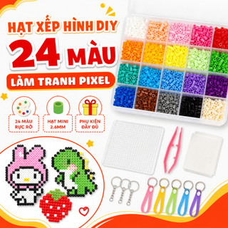 Set DIY Hạt Nhựa Ủi Perler Beads 2.6mm 24-72 Màu Bản Đầy Đủ, Hạt Xếp Hình Pixel