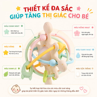 Gặm Nướu Silicone Coniu Hình Cầu Có Trục Xoay, Âm Thành Giúp Tăng Khả Năng Cầm Nắm Cho Bé