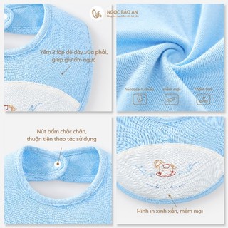 M&B (0M-12M) Combo 2 yếm ăn dặm nút sau gáy chất Viscose co giãn 4 chiều mềm mịn an toàn cho bé