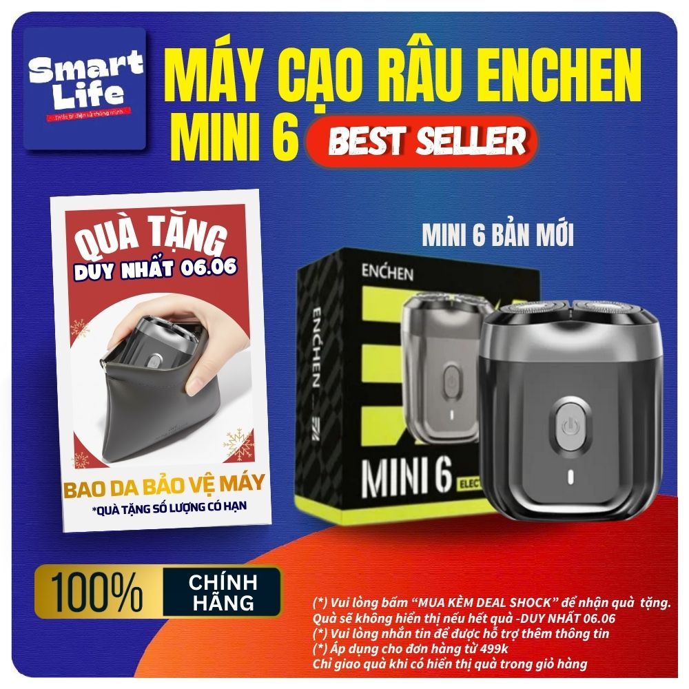 Máy cạo râu Enchen Mini 6, K8, Z4 lưỡi dao kép mỏng, chống nước IPX7- Bảo hành chỉnh hãng 12 tháng