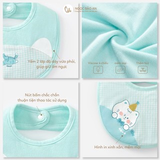 M&B (0M-12M) Combo 2 yếm ăn dặm nút sau gáy chất Viscose co giãn 4 chiều mềm mịn an toàn cho bé