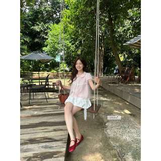 𝐏𝐞𝐭𝐚𝐥 𝐌𝐢𝐬𝐭 𝐒𝐞𝐭 - Set áo sơ mi nữ cổ sen phối áo lưới nhien.official NSB00001