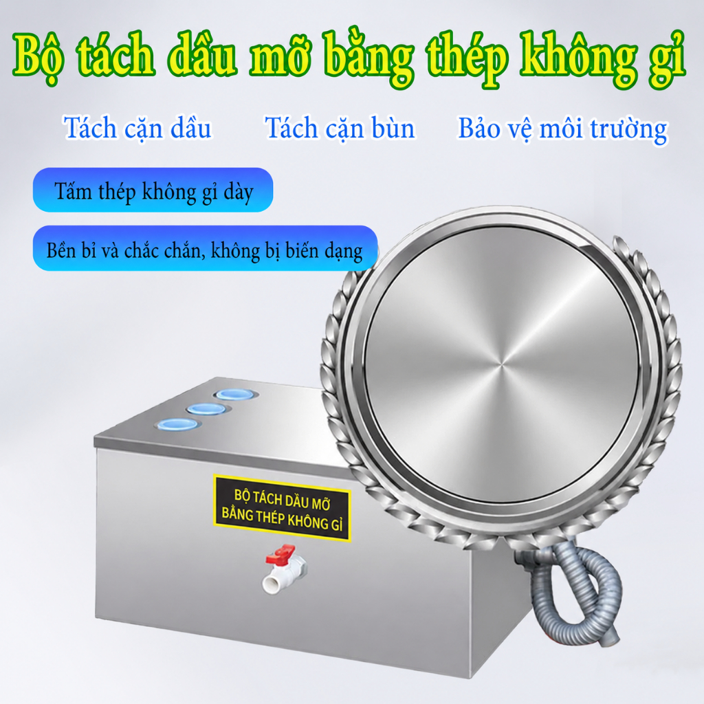【Giao hàng nội địa】Bể tách mỡ inox chống tắc, Bẫy mỡ nhà bếp có tay cầm, Thiết bị tách dầu mỡ