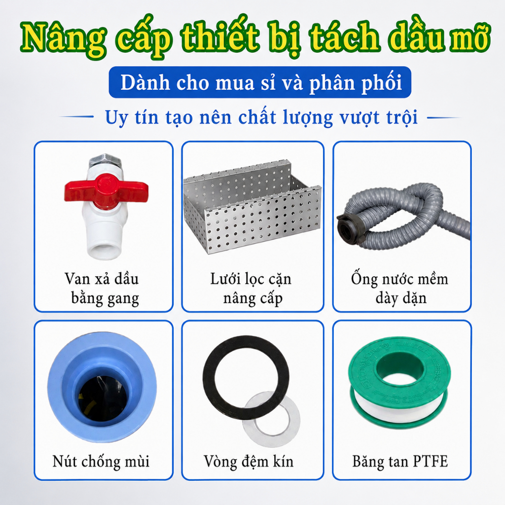 【Giao hàng nội địa】Bể tách mỡ inox chống tắc, Bẫy mỡ nhà bếp có tay cầm, Thiết bị tách dầu mỡ
